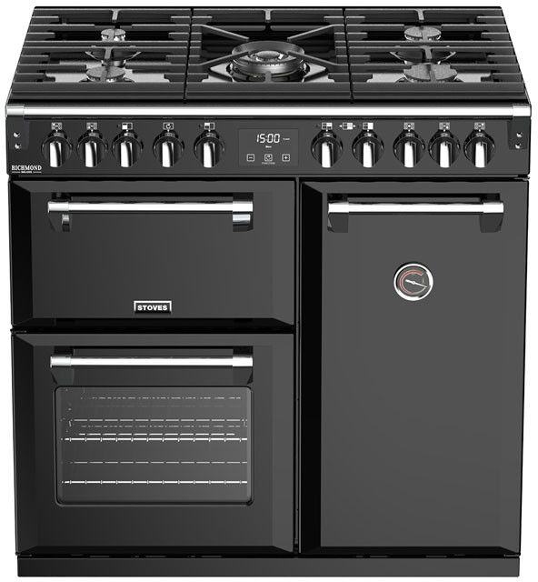 Stoves Richmond Deluxe RCHDXS900DFBK 90cm Dual Fuel Range Cooker - Black