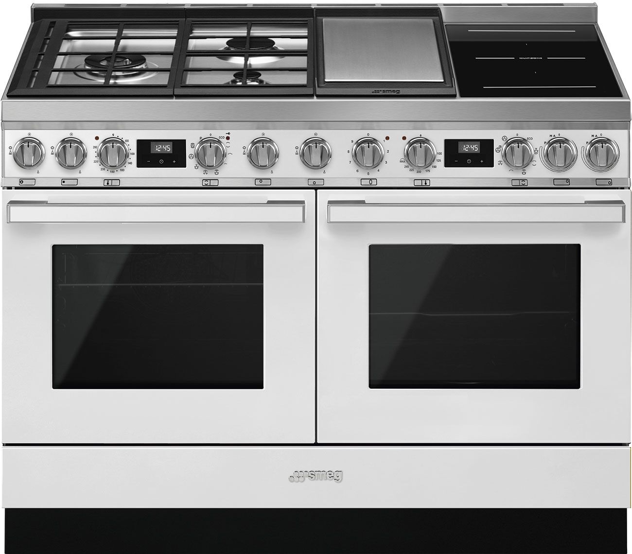 Smeg CPF120IGMPWH Portofino 120cm Dual Cavity Cooker With Mixed Fuel Hob-White