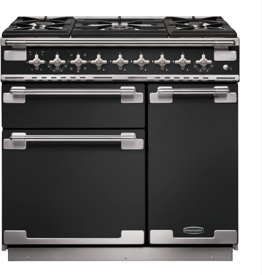 Rangemaster ELS90DFFCB/ Elise 90cm Dual Fuel Range Cooker Charcoal Black