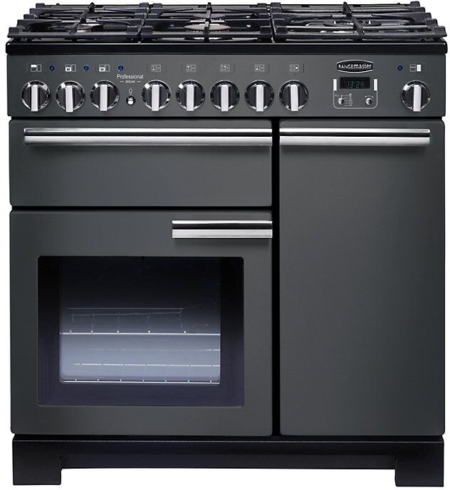 Rangemaster PDL90DFFSL/C  Professional Deluxe 90 Dual Fuel Range Cooker, Slate