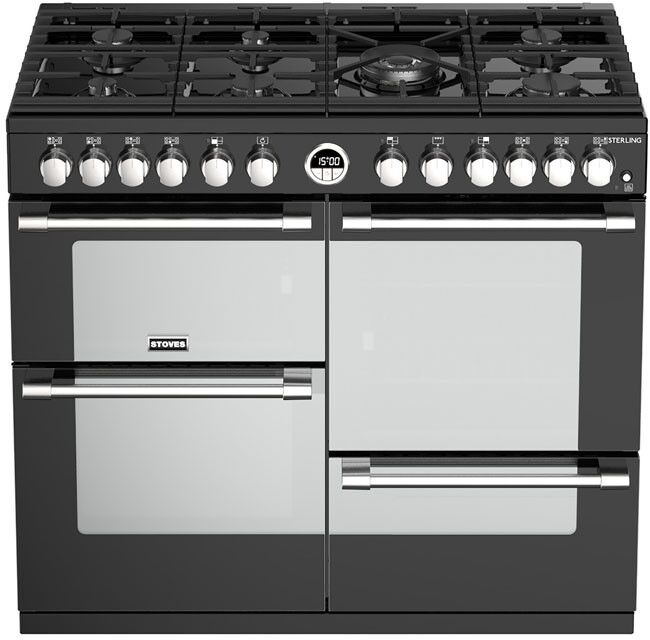 Stoves Sterling Deluxe STRDXS1000DFBK 100cm Dual Fuel Range Cooker Black