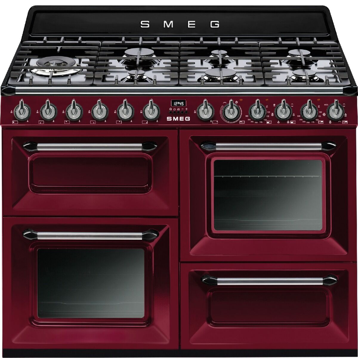 Smeg TR4110RW1 Victoria 110cm Dual Fuel Range Cooker-Red Wine