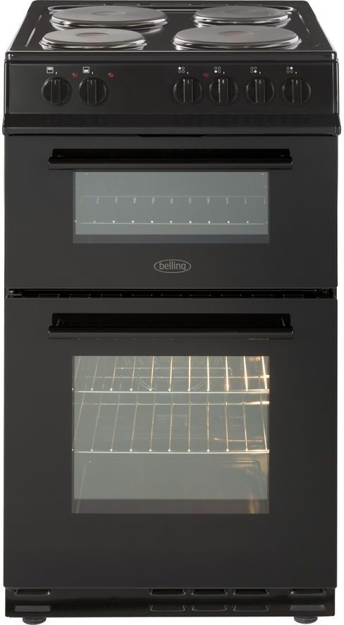 Belling FS50EFDOBLK 50Cm Double Oven Cooker Solid Plate Black