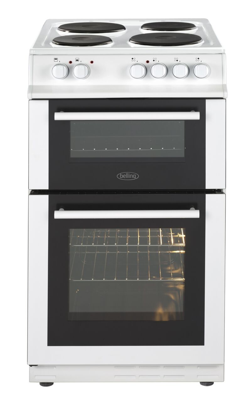 Belling FS50ETWH Electric Cooker with Solid Plate Hob - White