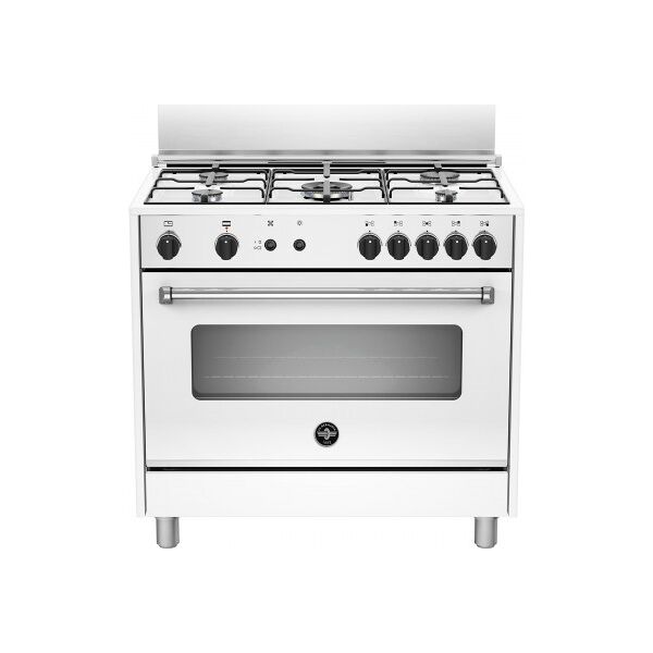 la germania amn965gbv cucina a gas 5 fuochi con forno a gas ventilato con grill 90x60 cm coperchio in cristallo colore bianco - amn965gbv