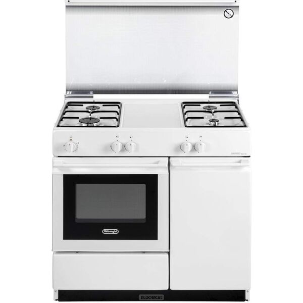 delonghi sew 8540 ned cucina a gas 4 fuochi forno elettrico larghezza x profondità 86x50 cm classe energetica b con coperchio e vano portabombola colore bianco - sew 8540 ned linea smart