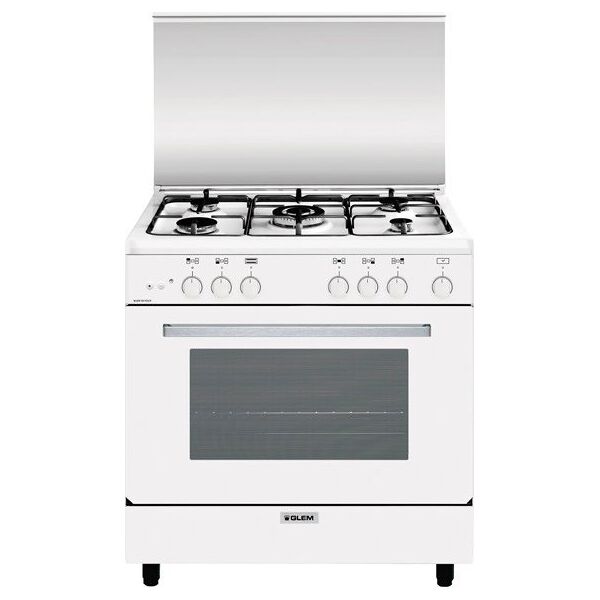 glem gas a85gxf5 cucina a gas 5 fuochi forno a gas con grill larghezza x profondità 80x50 cm classe energetica a con coperchio colore bianco - a85gxf5