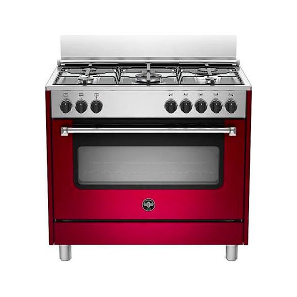 la germania amn965eviv cucina a gas 5 fuochi forno elettrico multifunzione con grill larghezza x profondità 90x60 cm classe energetica a con coperchio colore rosso - amn965eviv