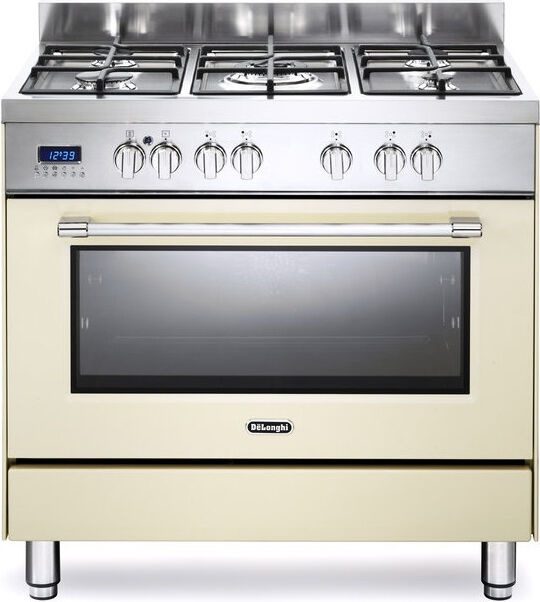 DeLonghi Pro 96 Mc Cucina A Gas 5 Fuochi Forno Elettrico Multifunzione Ventilato Con Grill Larghezza X Profondità 90x60 Cm Con Colore Crema / Inox - Pro 96 Mc Linea Pro