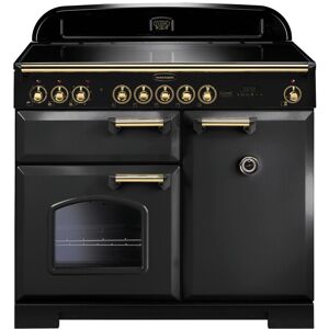 Rangemaster CDL100EICB/B 100cm Classic Deluxe Electric Induction Range Cooker-Charcoal Black/Brass