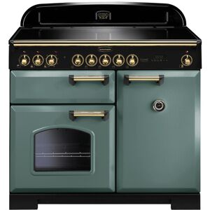 Rangemaster CDL100EIMG/B 100cm Classic Deluxe Electric Induction Range Cooker-Mineral Green/Brass