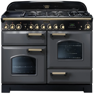 Rangemaster CDL110DFFSL/B Classic Deluxe 110cm Dual Fuel Range Cooker-Slate/Brass