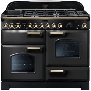 Rangemaster CDL110DFFCB/B 110cm Classic Deluxe Dual Fuel Range Cooker-Charcoal Black/Brass