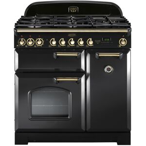 Rangemaster CDL90DFFCB/B Classic Deluxe 90cm Dual Fuel Range Cooker-Charcoal Black/Brass