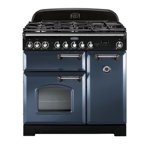 Rangemaster CDL90DFFSB/C Classic Deluxe 90cm Dual Fuel Range Cooker Stone Blue/Chrome