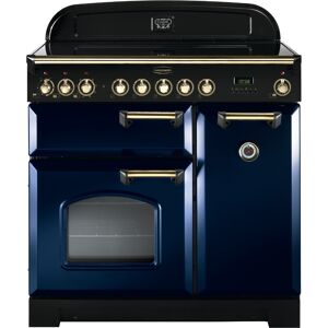 Rangemaster CDL90ECRB/B Classic Deluxe 90cm Electric Ceramic Range Cooker Regal Blue/Brass