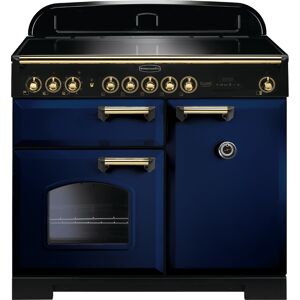 Rangemaster CDL100EIRB/B 100cm Classic Deluxe Electric Induction Regal Blue/Brass Range Cooker