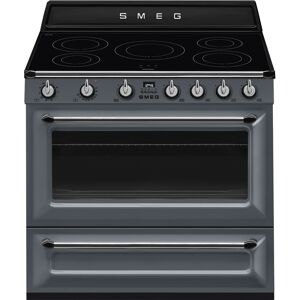 Smeg TR90IGR 90cm Victoria Slate Grey Traditional Single Oven Range Cooker with Induction Hob