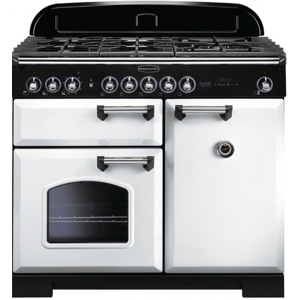 Rangemaster CDL100DFFWH/C Classic Deluxe 100 Dual Fuel Range Cooker  White Chrome