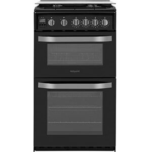 Hotpoint 50cm Double Cavity Gas Cooker with Lid - Black