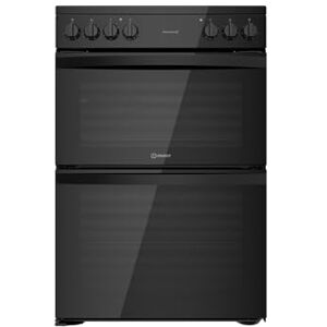 Indesit 60cm Double Oven Electric Cooker - Black