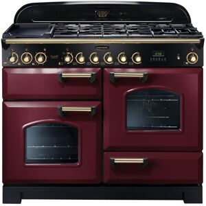 Rangemaster Classic Deluxe 110 Dual Fuel Range Cooker - Cranberry/Brass