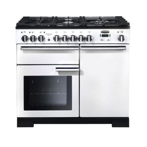 Rangemaster Professional Deluxe 100 Dual Fuel Range Cooker - White/Chrome