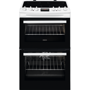 Zanussi ZCV46250WA 55cm White Double Electric Cooker with Ceramic Hob