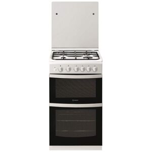 Indesit ID5G00KMWL 50cm Twin Cavity Gas Cooker in White Glass Lid