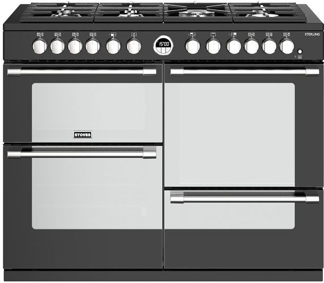 Stoves Sterling STRS1100DFBK 110cm Dual Fuel Range Cooker Black