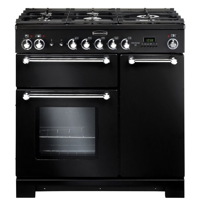 Rangemaster KCH90DFFBL/C Kitchener 90 Dual Fuel Range Cooker - Black