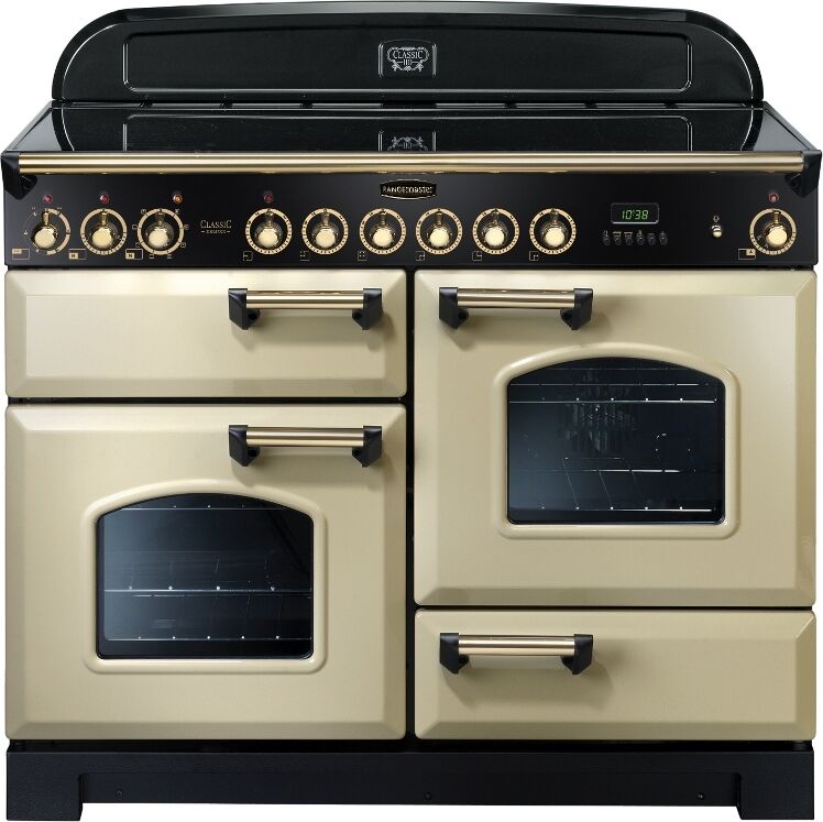 Rangemaster CDL110ECCR/B Classic Deluxe Electric Ceramic 110cm Range Cooker Cream Brass