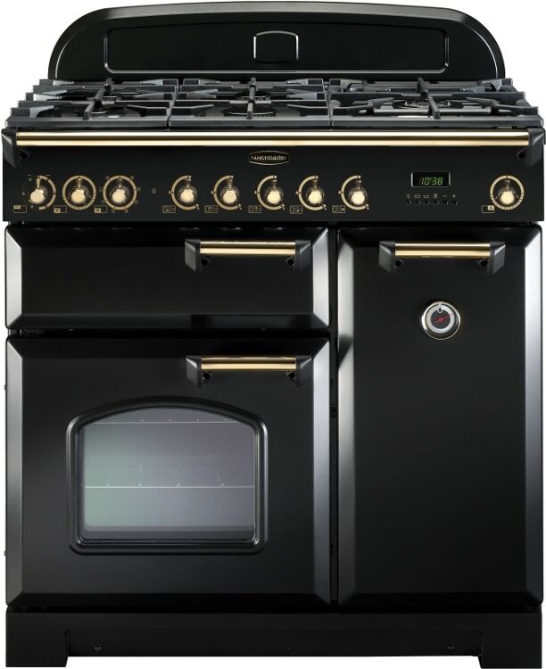 Rangemaster CDL90DFFBL/B 90cm Classic Deluxe Dual Fuel Range Cooker Black/Brass