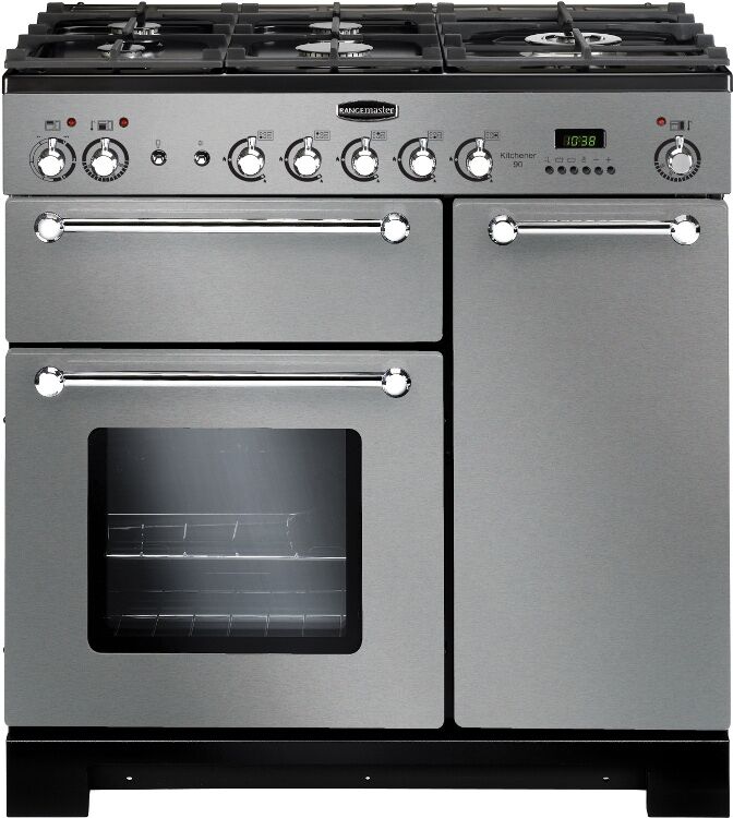 Rangemaster KCH90DFFSS/C Kitchener 90 Dual Fuel Range Cooker Stainless Steel Chrome