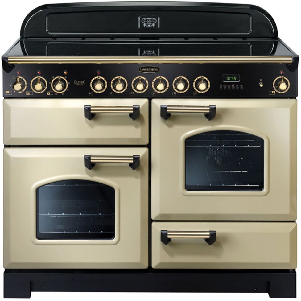 Rangemaster Classic Deluxe 110 Ceramic Range Cooker - Cream/Brass