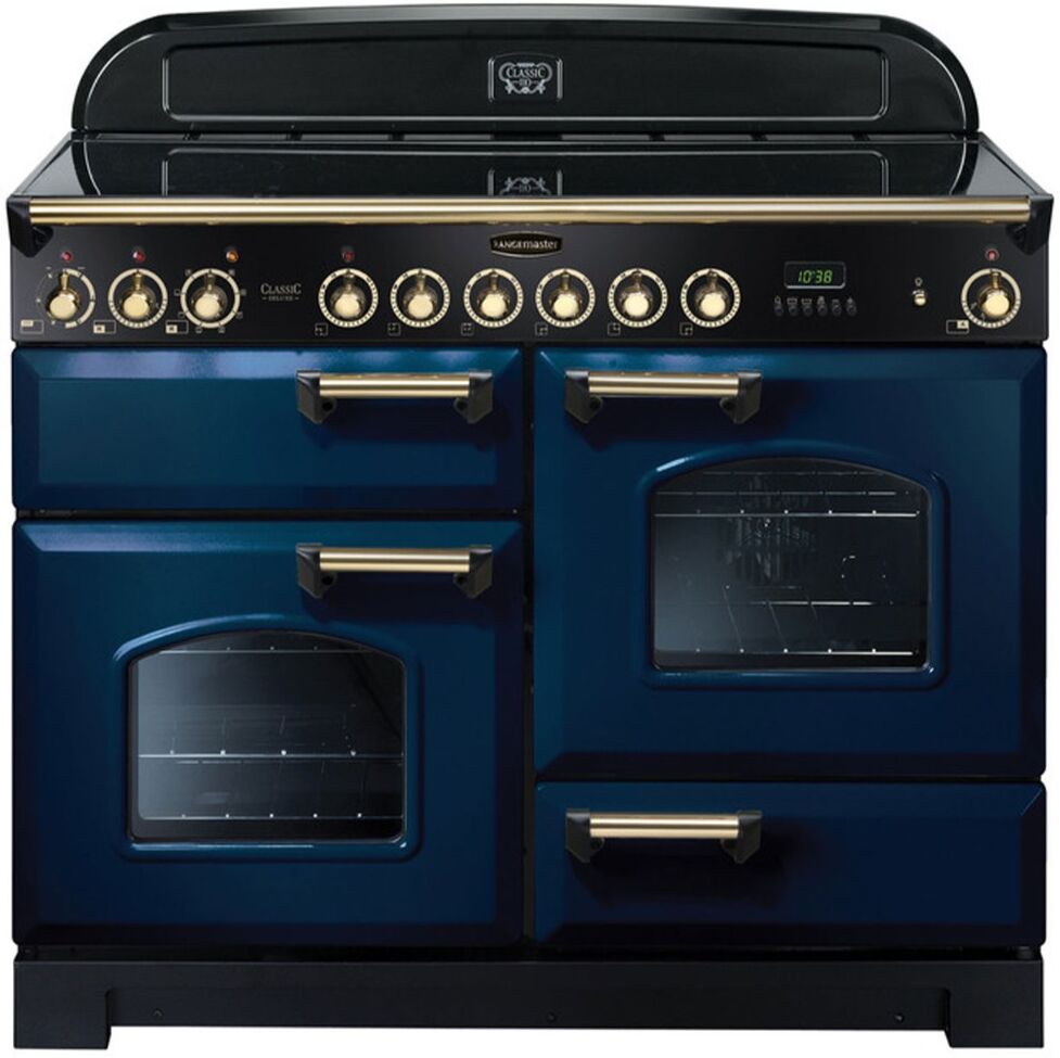 Rangemaster Classic Deluxe 110 Ceramic Range Cooker - Regal Blue/Brass