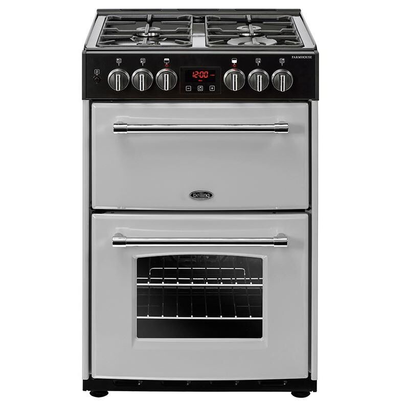 Belling Farmhouse 60DF Silver Dual Fuel Cooker with Double Oven