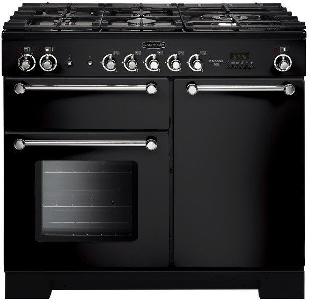 Rangemaster KCH100DFFBL/C Kitchener Black 100cm Dual Fuel Range Cooker