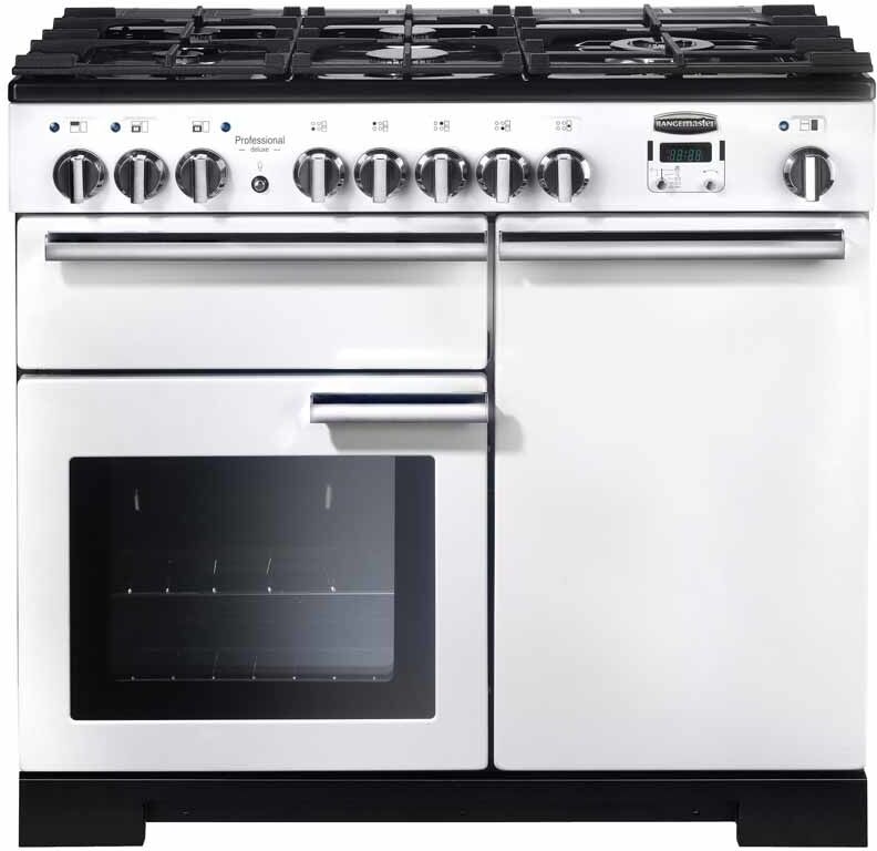 Rangemaster PDL100DFFWH/C Professional Deluxe White 100cm Dual Fuel Range Cooker