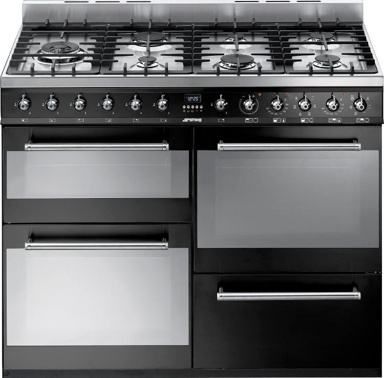 Smeg Symphony SYD4110BL 110cm Dual Fuel Range Cooker - Black