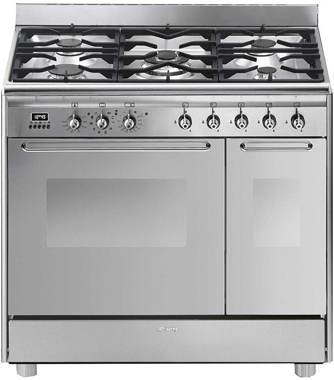 Smeg CG92PX9 90cm Stainless Steel Dual Fuel Range Cooker - Stainless Steel