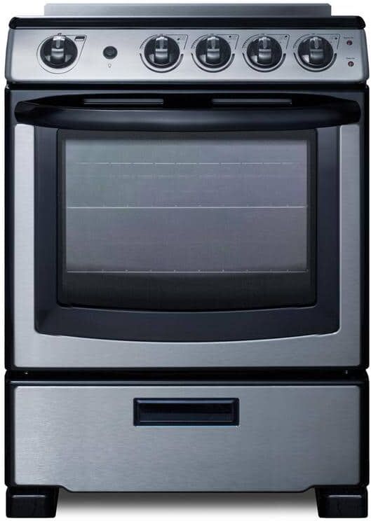 Summit Appliance 24 in. 2.9 cu.ft. Slide-In Electric Range in Stainless Steel