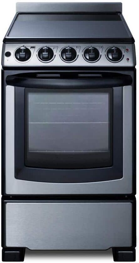 Summit Appliance 20 in. 2.3 cu. ft. Slide-In Electric Range in Stainless Steel