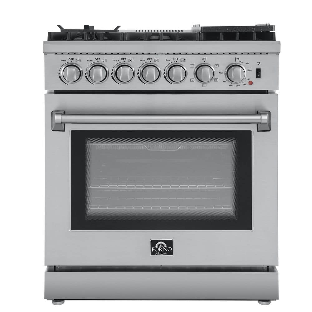 Forno Lazio 30 in. 5-Burner Dual Fuel Range with Gas Stove and Electric Oven True Convection in Stainless Steel