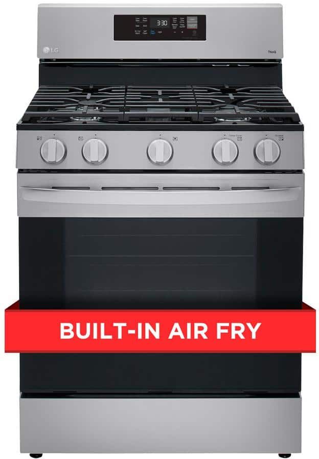 LG 5.8 cu. ft. Smart Wi-Fi Enabled Fan Convection Gas Single Oven Range with AirFry and EasyClean in Stainless Steel