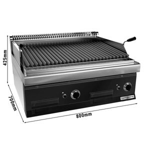 GGM GASTRO - Grill à gaz en pierre de lave - 14 kW - Grille inclinable