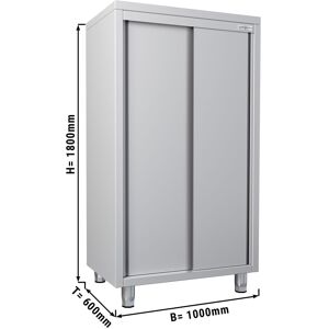 GGM Gastro - Armoire a vaisselle ECO - 1000x600mm - avec 2 portes coulissantes - hauteur : 1800mm Argent