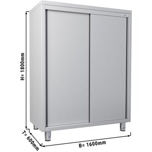 GGM Gastro - Armoire a vaisselle ECO - 1600x600mm - avec 2 portes coulissantes - hauteur : 1800mm Argent