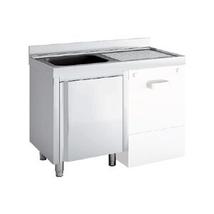 ERATOS Meuble Plonge Lave Vaisselle Gamme 600 Aisi-304 18/10 1400X600X850 - 1 Cuve 500X400X250 - Egouttoir A Gauche FMLM-146/11-I