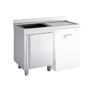 ERATOS Meuble Plonge Lave Vaisselle Gamme 600 Aisi-304 18/10 1800X600X850 - 2 Cuves 500X500X300 - Egouttoir A Gauche FMLM-186/21-I